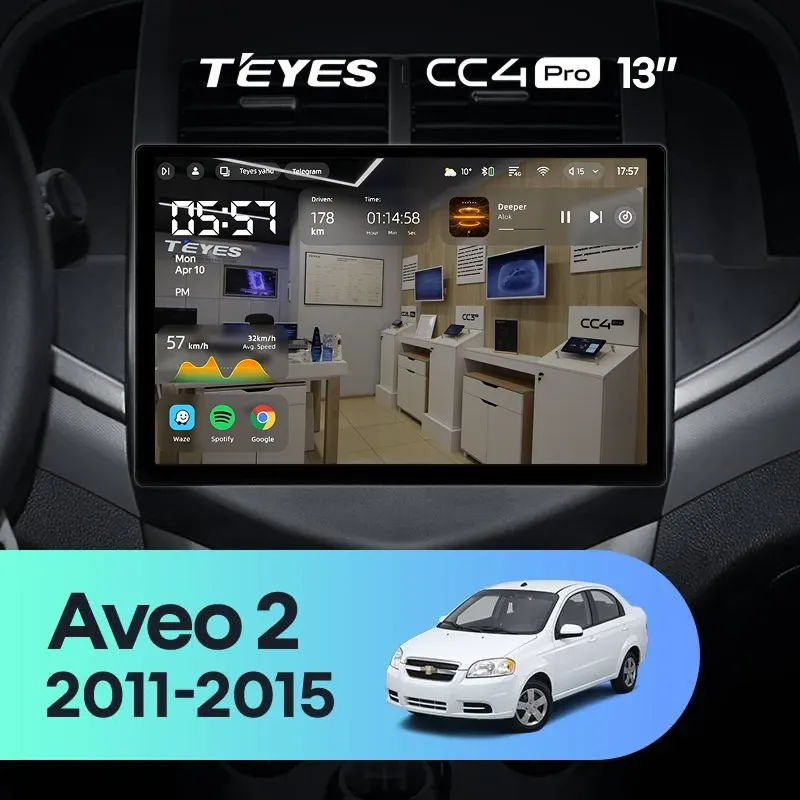 Штатная магнитола Teyes CC4 Pro 12/256 Chevrolet Aveo 2 (2011-2015) (13")