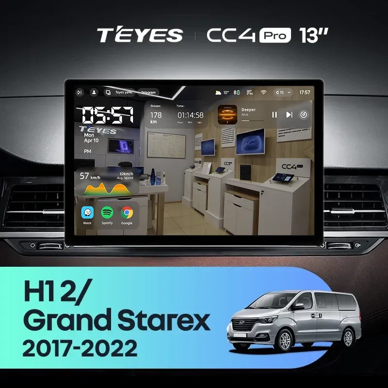 Штатная магнитола Teyes CC4 Pro 12/256 Hyundai H1 2 Grand Starex TQ (2017-2022) (13")