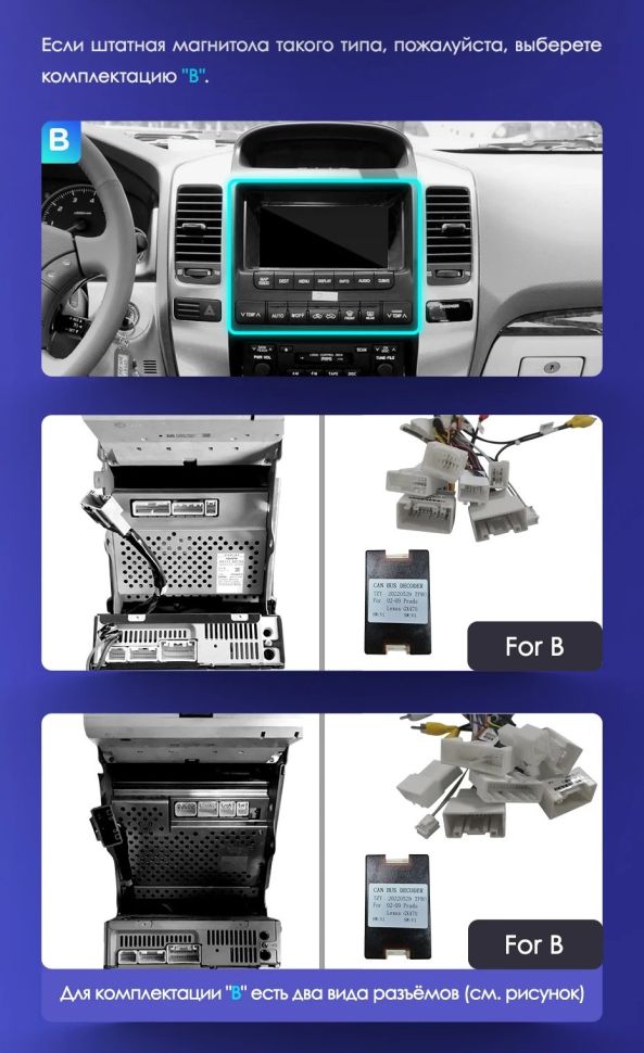 Штатная магнитола Tesla style Teyes TPRO 2 4/64 Toyota Land Cruiser Prado 120 (2002-2009) Тип-B