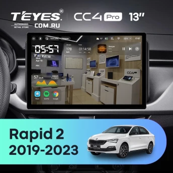 Штатная магнитола Teyes CC4 Pro 8/128 Skoda Rapid 2 (2019-2023) (13")