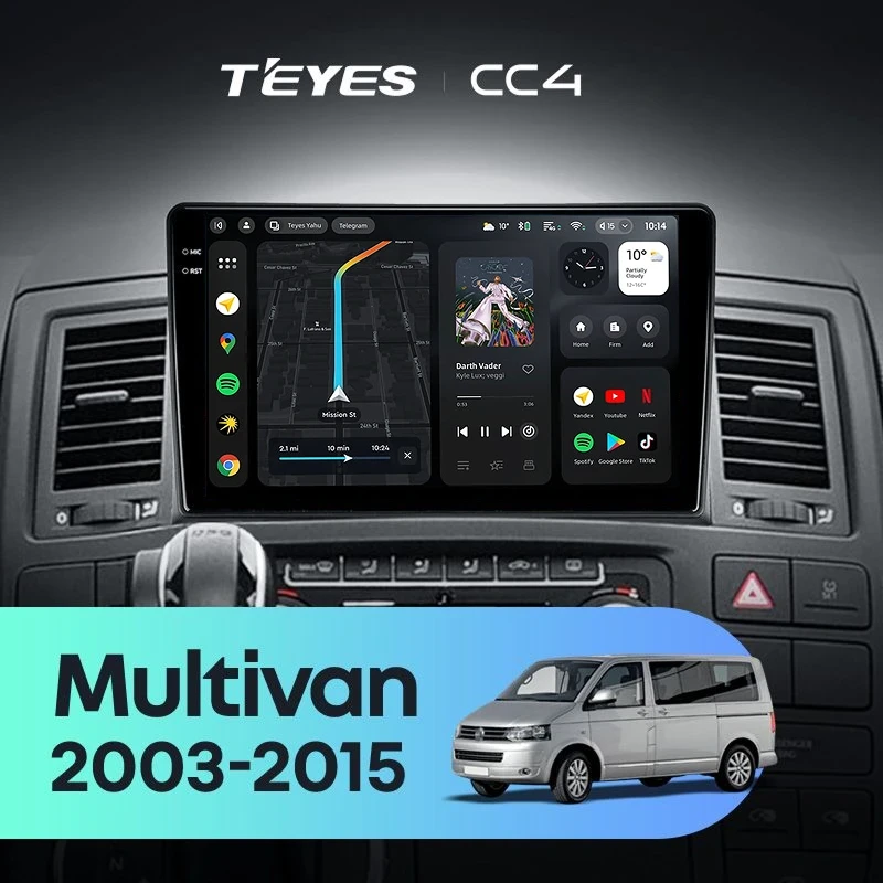 Штатная магнитола Teyes CC4 6/64 Volkswagen Multivan T5 (2003-2015)