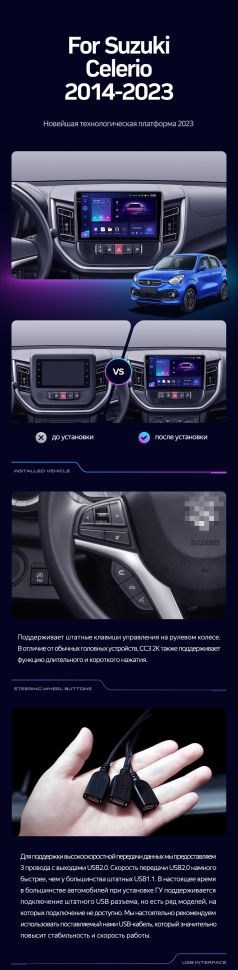 Штатная магнитола Teyes CC3 2K 4/64 Suzuki Celerio (2014-2023)