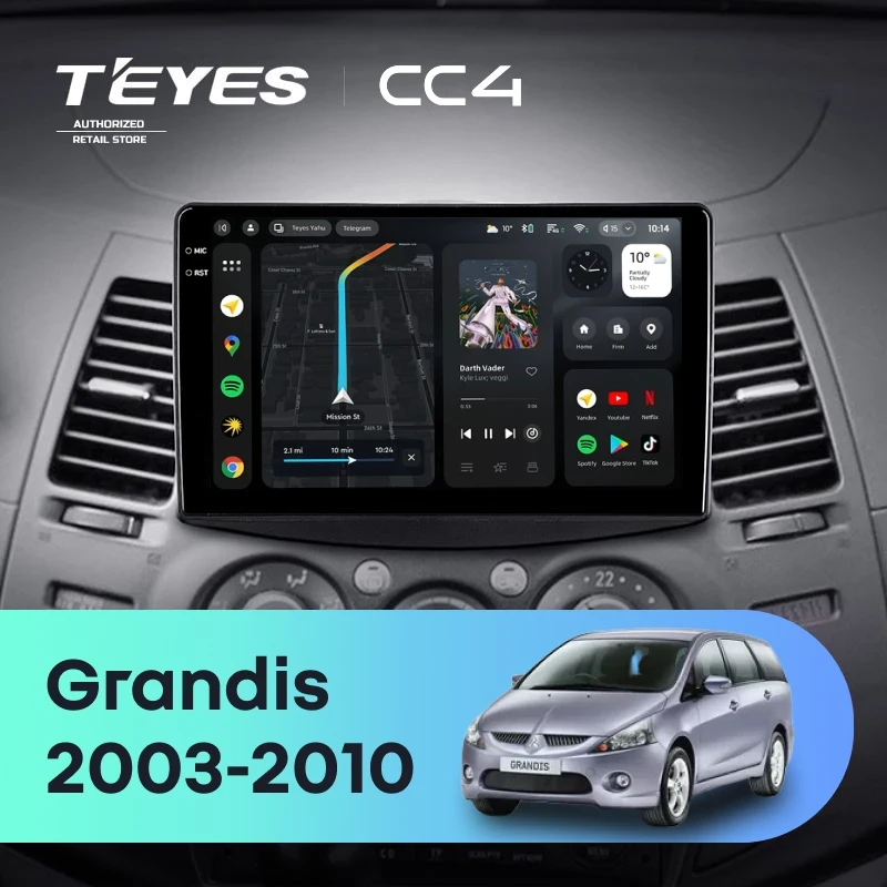 Штатная магнитола Teyes CC4 8/128 Mitsubishi Grandis 1 (2003-2010) F1