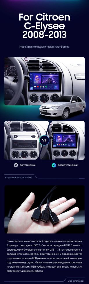 Штатная магнитола Teyes CC3 2K 6/128 Citroen C-Elysee (2008-2013)