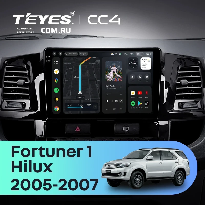 Штатная магнитола Teyes CC4 8/128 Toyota Fortuner (2005-2007) F2